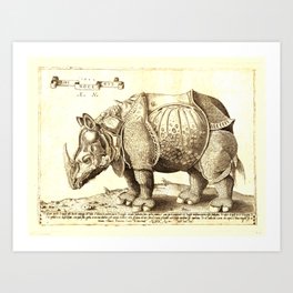 Rhinoceros Durer High Contrast Art Print