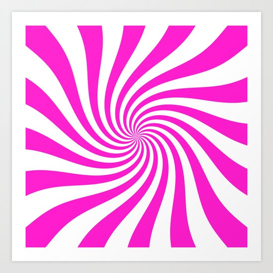 Swirl (Hot Magenta/White) Art Print