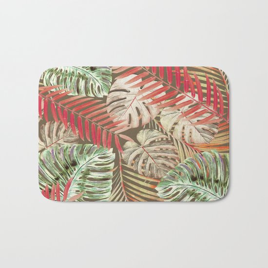 Jungle Tangle Red On Brown Bath Mat