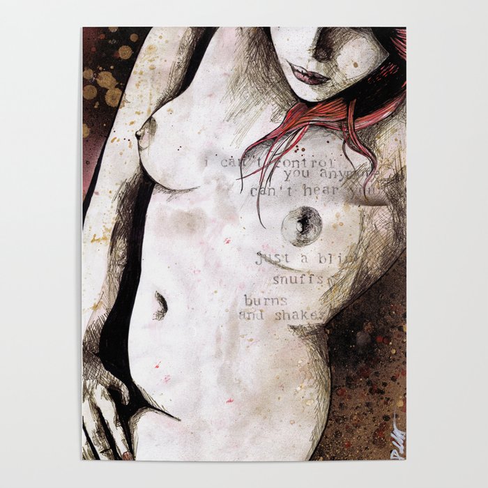 Rotten Apple (nude redhead girl, erotic graffiti portrait) Poster