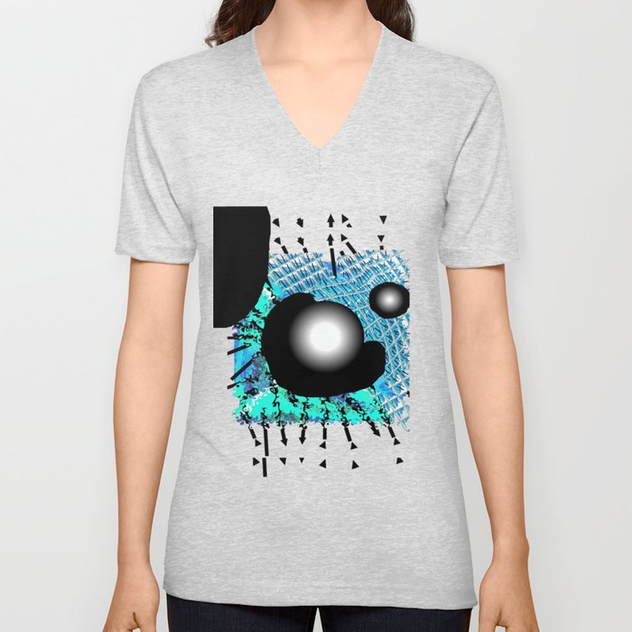 Blue and black Hole V Neck T Shirt