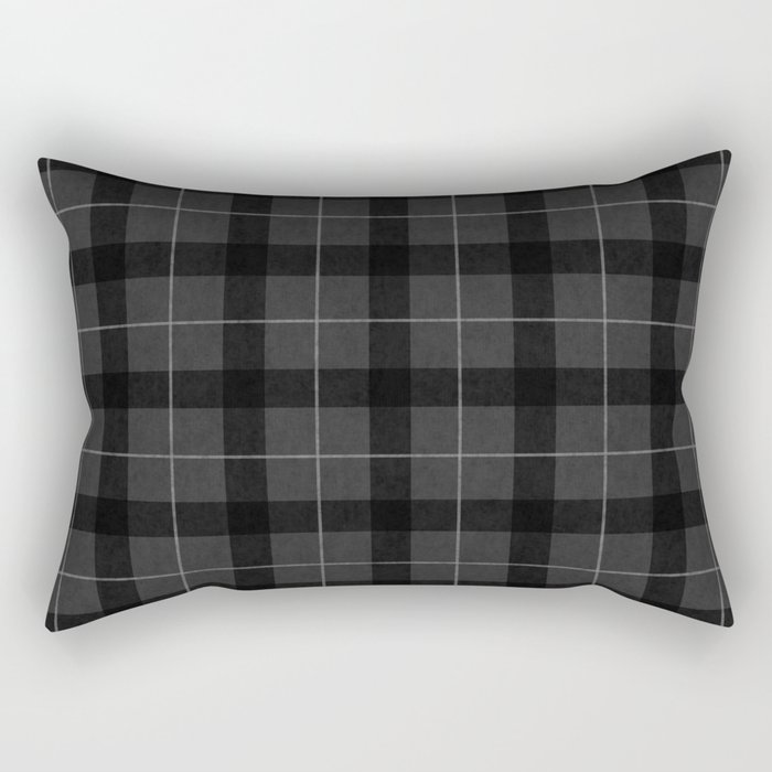 Black And Gray Plaid Rectangular Pillow