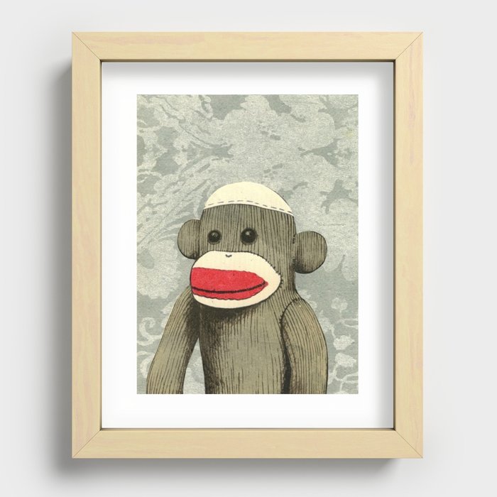 Sock Monkey Portrait Recessed Framed Print