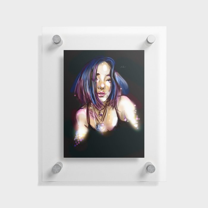 Girl Made of Stardust Floating Acrylic Print