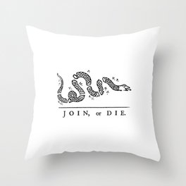 JOIN OR DIE black Throw Pillow