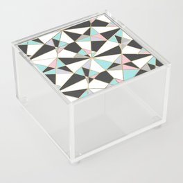 Black white gold teal pink abstract geometrical pattern Acrylic Box