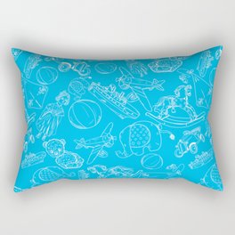 Turquoise and White Toys Outline Pattern Rectangular Pillow
