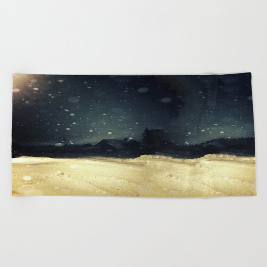 A Winter Night's Walk Beach Towel