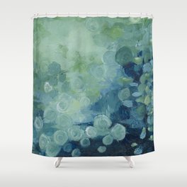 Blue Green Abstract Shower Curtain
