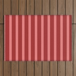 [ Thumbnail: Brown & Light Coral Colored Striped Pattern Outdoor Rug ]