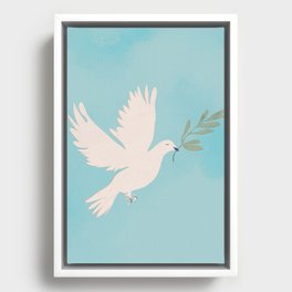 Dove of Peace with Olive Branch Framed Canvas
