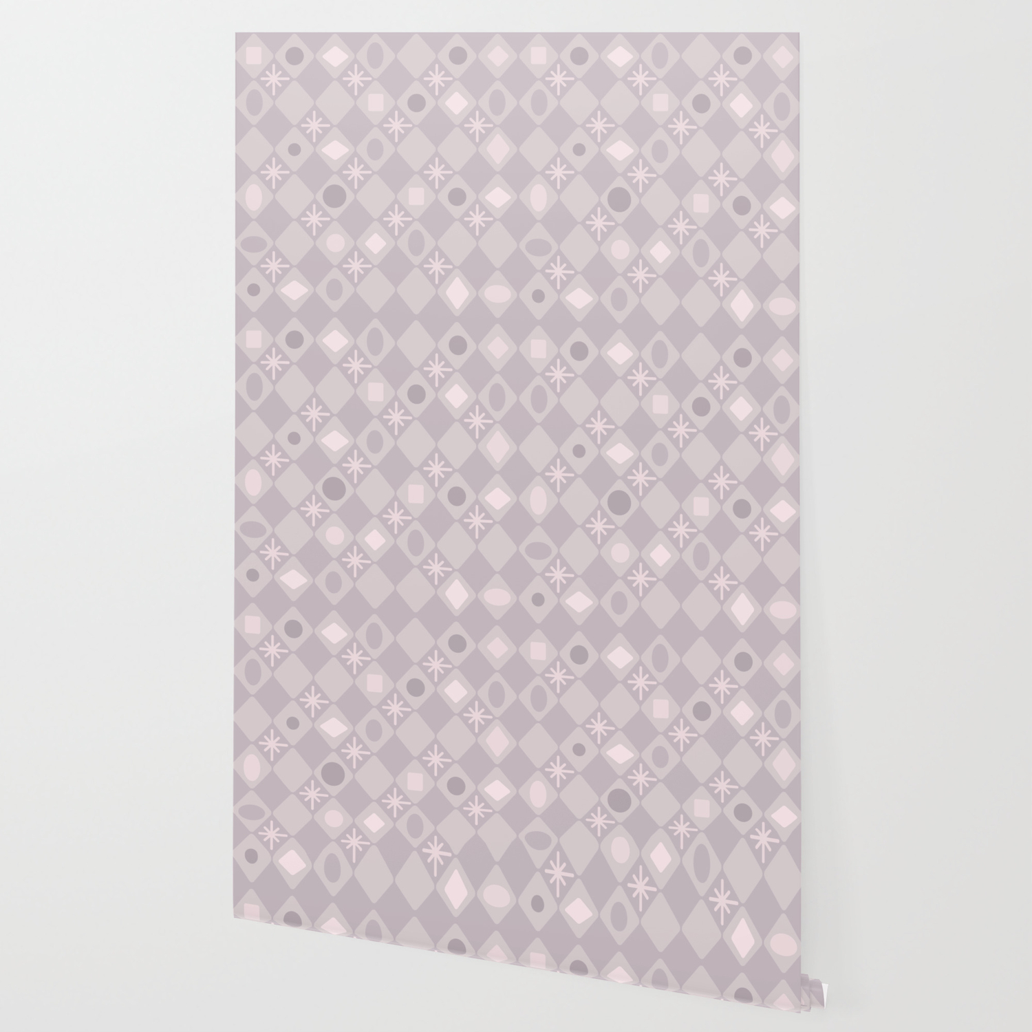 Mid Century Modern Diamonds Pale Pink Wallpaper By Zennykenny