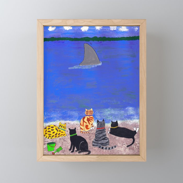 Cats on the Beach Framed Mini Art Print