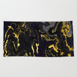 Black & Gold Grunge Moody Abstract  Beach Towel