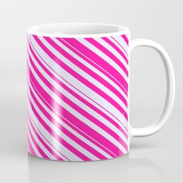 [ Thumbnail: Lavender & Deep Pink Colored Striped Pattern Coffee Mug ]