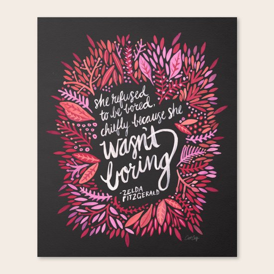 Zelda Fitzgerald – Pink on Charcoal Canvas Print