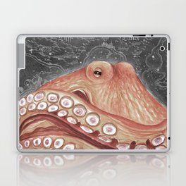 Octopus Kraken Red Vintage Map Distressed Nautical Marine Art Laptop Skin