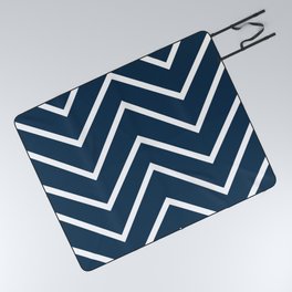 Navy blue and white large Zig Zag stripes Picnic Blanket