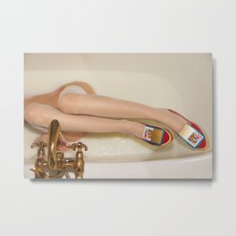The Queen is Thirsty. Really, really Thirsty Metal Print | Enjoy, Cards, Photo, Prettylegs, Relax, Linaswashere, Fishnets, Shoefashion, Chill, Redshoes 