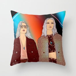 Social Jetlag - Mean Girls Stare, Nice Girls Smile - Digital Art Throw Pillow