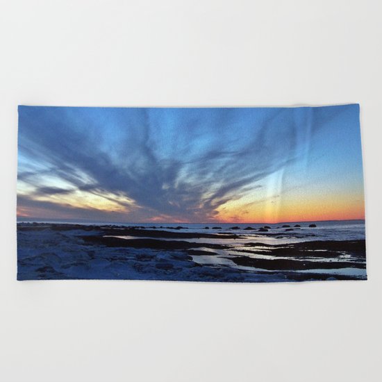 Cloud Streaks at Sunset Beach Towel