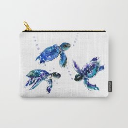 Three Sea Turtles, Marine Blue Aquatic design Carry-All Pouch