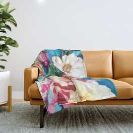 Tropical Floral I Throw Blanket