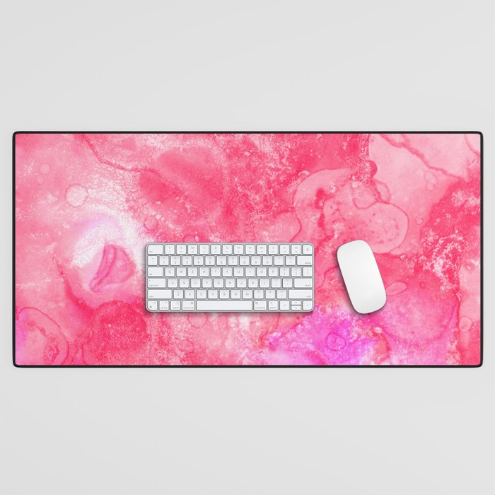 Modern Abstract Hand Painted Pink Lavender Watercolor Paint Desk Mat