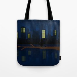 cat contemplating the city Tote Bag