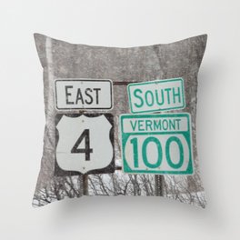 Vermont Street Signs Throw Pillow