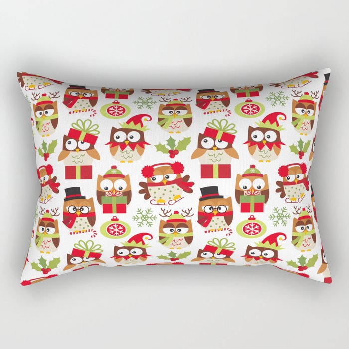 Brown Christmas Owls  Rectangular Pillow