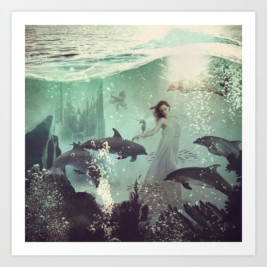 The Sea Unicorn Lady Art Print