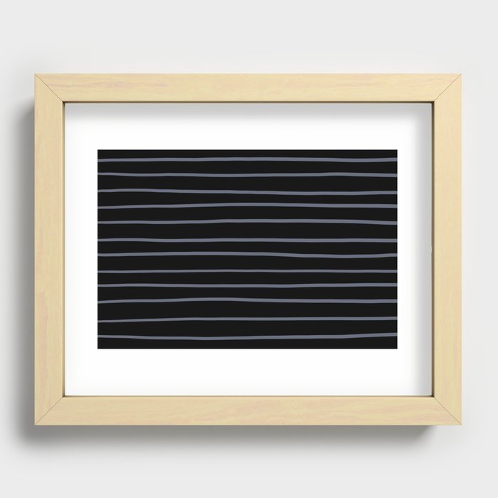 Black and Blue Horizontal Line Pattern Pairs DE 2022 Popular Color Pencil Lead DE5922 Recessed Framed Print