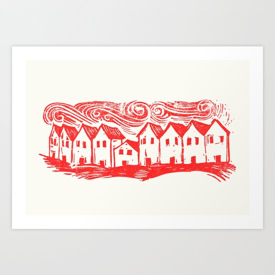 Sad Row (Red) Art Print