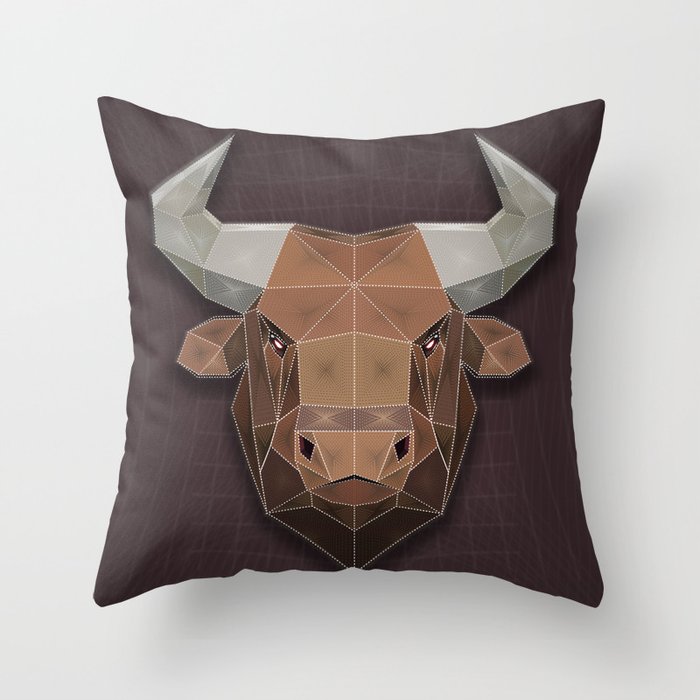 Bull PolyZen Art Throw Pillow