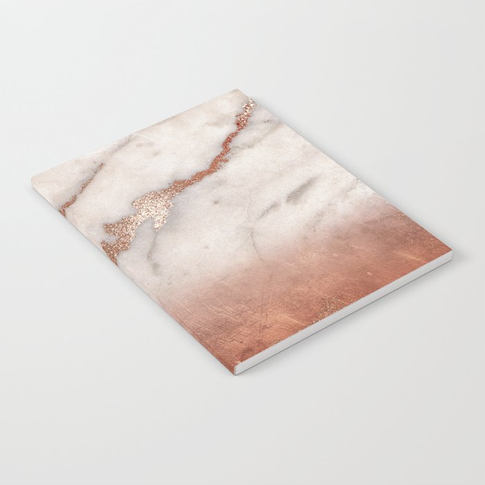 Shiny Copper Metal Foil Gold Ombre Bohemian Marble Notebook