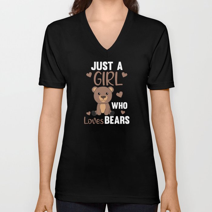 Just A Girl who Loves Bears - Sweet Bear V Neck T Shirt