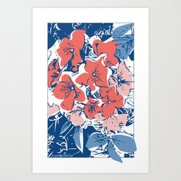 Retro Hydrangea Art Print