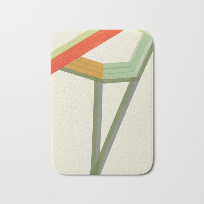 Flow No.1 (Citrus  Twist) Mid century modern, minimal, collage art, yellow, orange, green Bath Mat