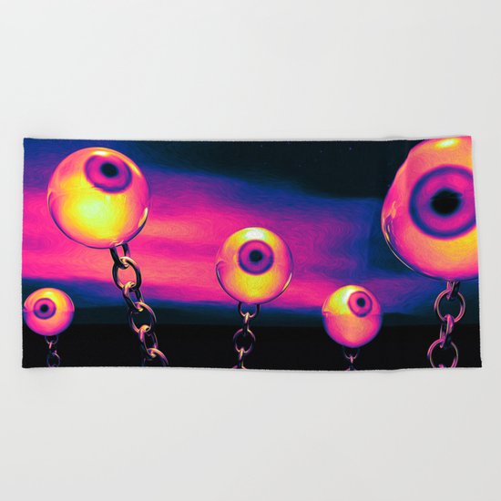 Pop Art Eyes Seascape Beach Towel