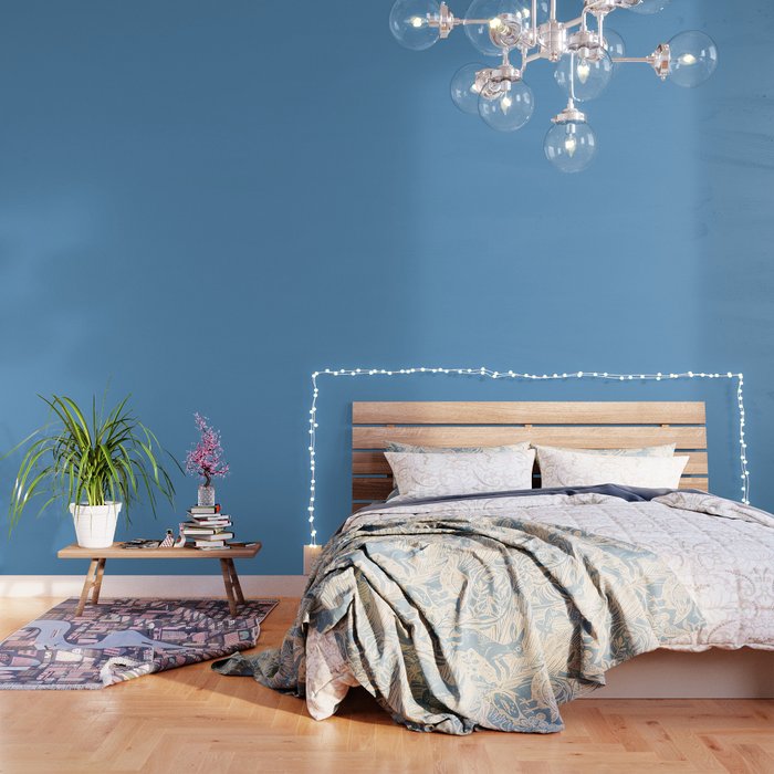 Calming Medium Blue Solid Color Pairs to Tranquil Blue 114-57-24 Color Trends Spring Summer 2023 Wallpaper