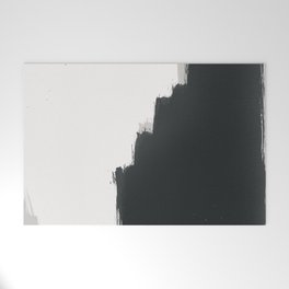 Beige Black and White Abstract Painting Welcome Mat