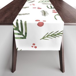 Christmas tree branches and berries - vintage Table Runner