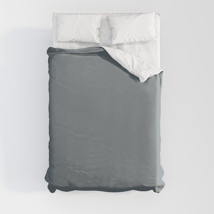 Mid Tone Slate Blue Grey Solid Color Pairs To Valspars 2021 Color of the Year Academy Gray 5001-2A Duvet Cover