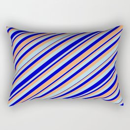 [ Thumbnail: Brown, Light Blue, and Blue Colored Lines Pattern Rectangular Pillow ]
