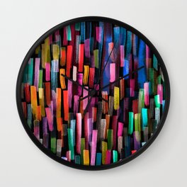 Colorful Brushstrokes Black Wall Clock