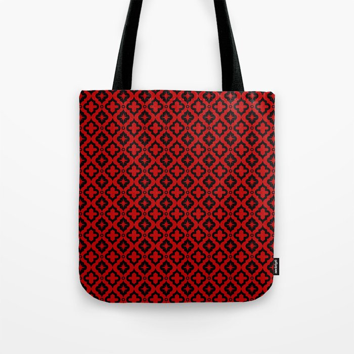 Red and Black Ornamental Arabic Pattern Tote Bag