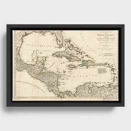 Map of the West Indies by Samuel Dunn (1774) Framed Canvas