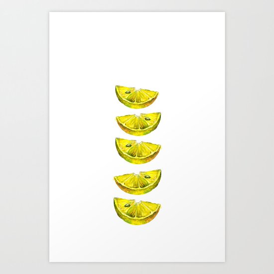 Lemon Slices White Art Print