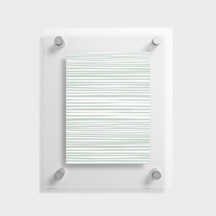 Natural Stripes Modern Minimalist Pattern in Light Sage Mint Green Floating Acrylic Print